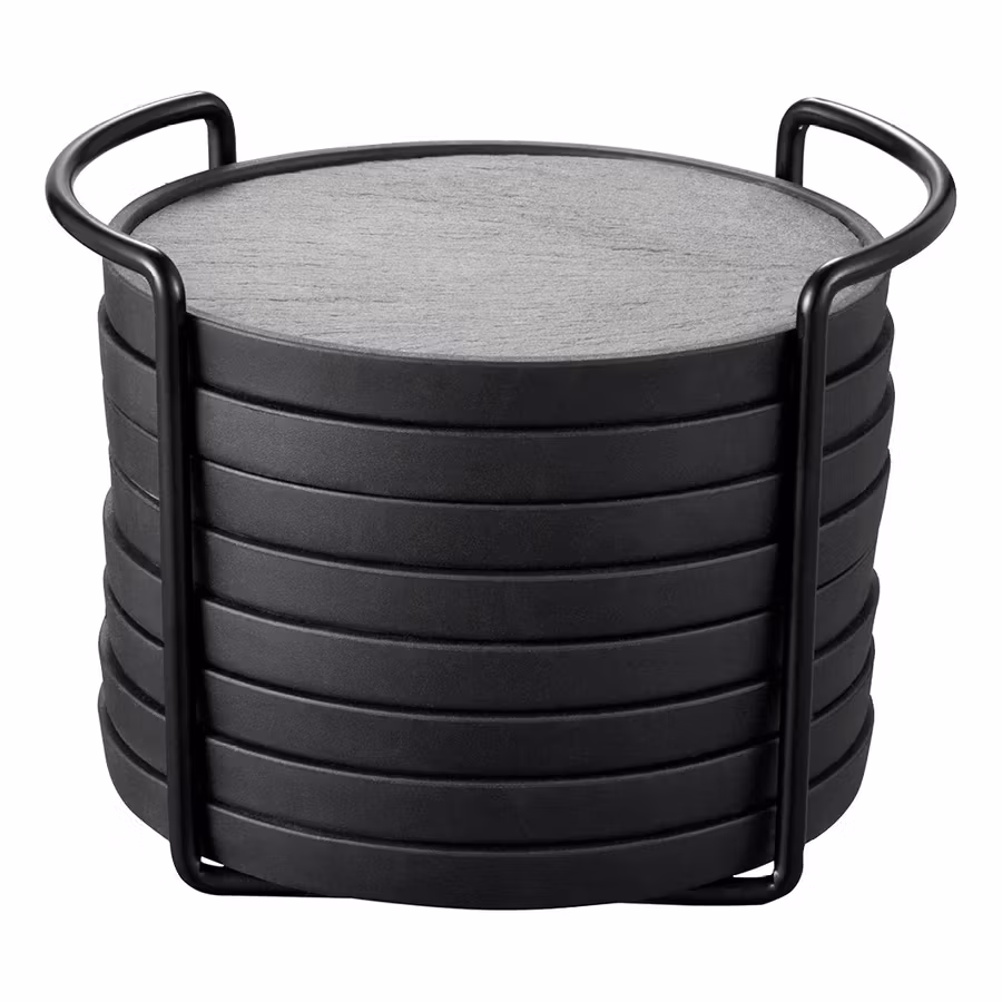 Greta Glasunderlägg 8 st skiffer silikon runt om Ø10,5 cm