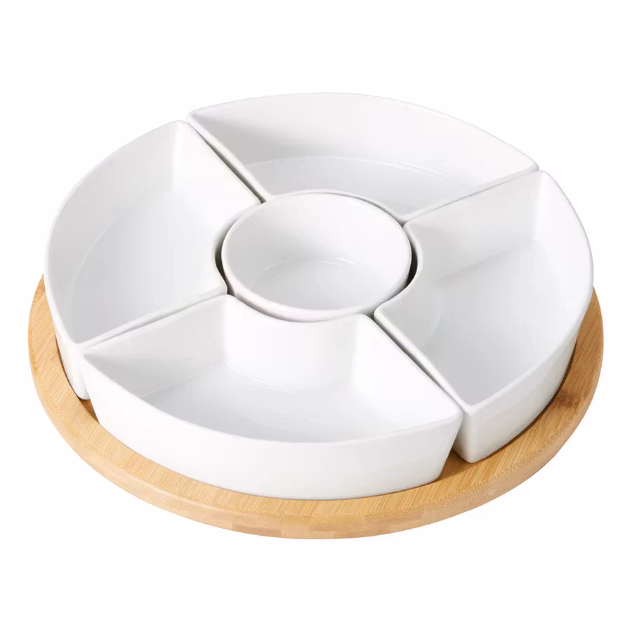 Samara Skålset 6 delar 28 cm med snurrande Bambubricka FSC