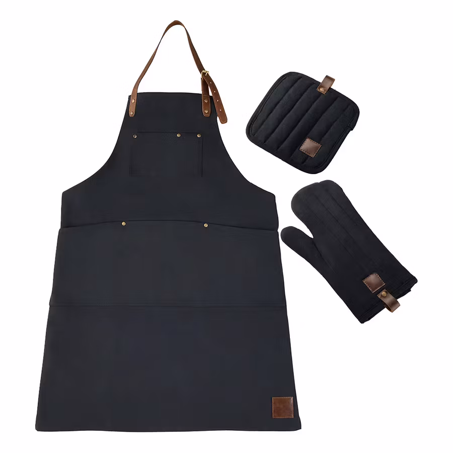 Flick Förklädesset 68*74 cm grytlapp 20*20 cm grytvante 29*16 cm svart