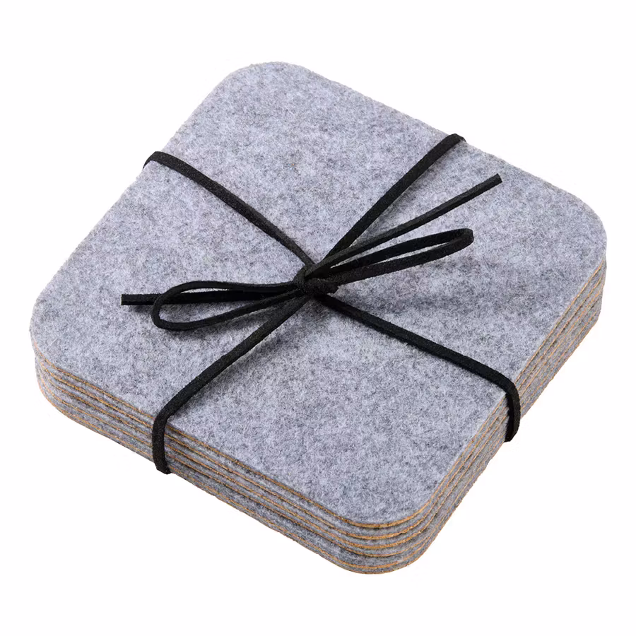 Gia Glasunderlägg 6-pack filt grå 10*10*0,3 cm