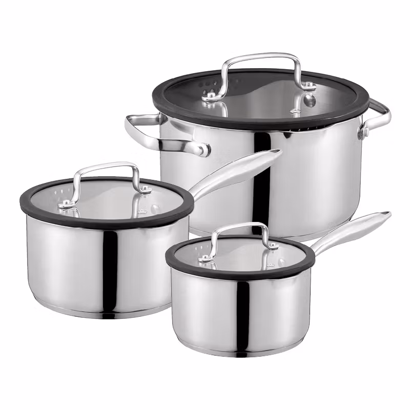 Karla Kastrullset 3 delar glaslock silikon kastrull 1,5 2,0 3,0 liter