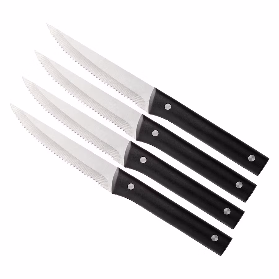 BBQ Grillkniv 4-pack TPR handtag längd 23 cm (blad 11 cm)