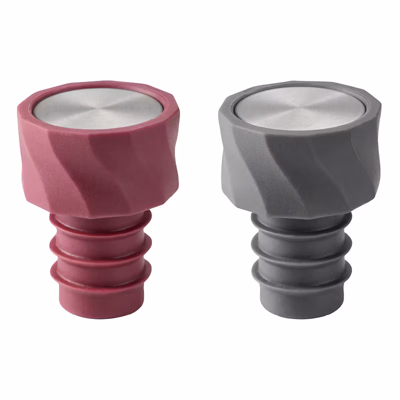 Vivi Vinförslutare 2pack svart,vinröd silikon rostfritt stål 3,2*4,5cm