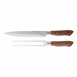 Akira Trancherset rostfritt stål brunt handtag köttkniv gaffel