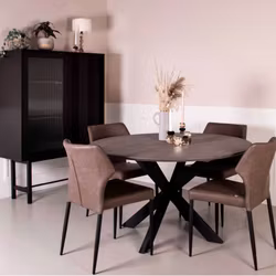 Rund bordskiva Boston Ø128 Ek, Gråoljad