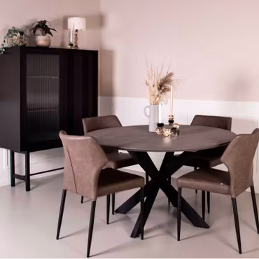 Rund bordskiva Boston Ø128 Ek, Gråoljad