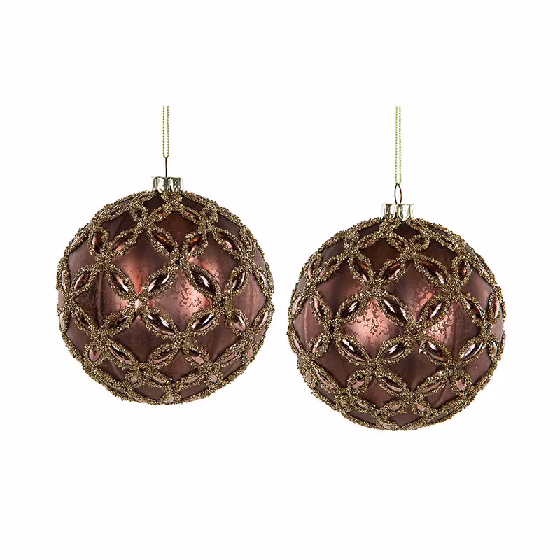 Julgranskula Lucy Brun/Röd 8 cm, 2 pack