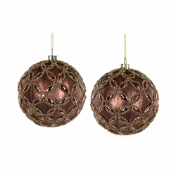 Julgranskula Lucy Brun/Röd 8 cm, 2 pack