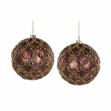 Julgranskula Lucy Brun/Röd 8 cm, 2 pack