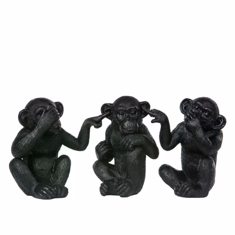 Apa Inte Se/Höra/Tala Svart/Brun Poly