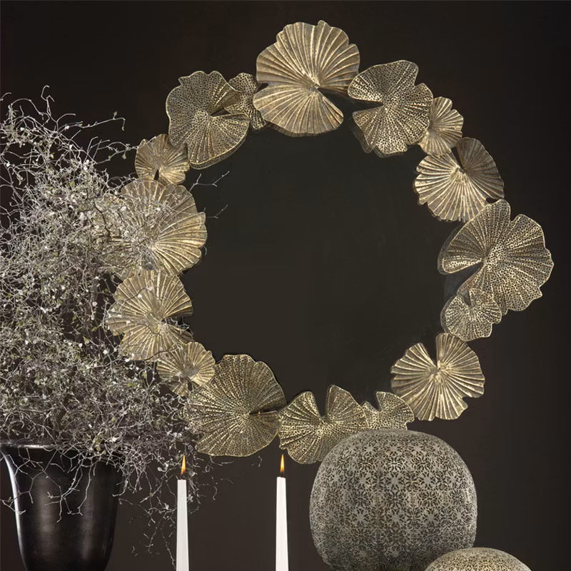 Spegel Löv It Antik Ø90x9cm