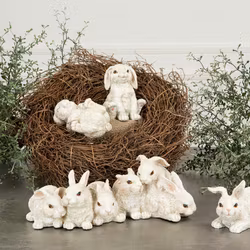 Kaniner på rad vit 33x18,5x12,5 cm