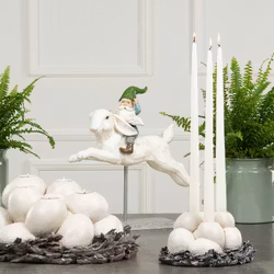 Ljusstake ägg 3 kronljus antik finish 27x17x11 cm