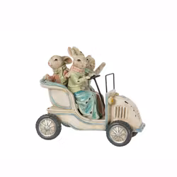 Hare familj åker bil 20x10x13 cm