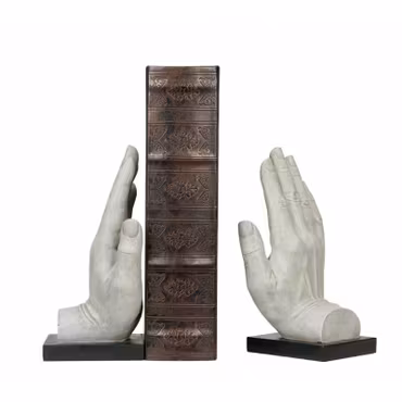 Bokstöd Händer Grå Poly