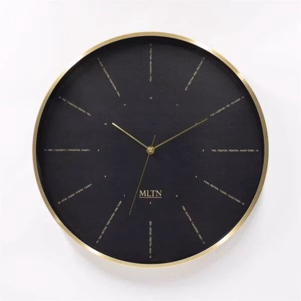 Klocka MLTN - TEXT - Guld/Svart