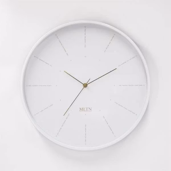 Klocka MLTN - TEXT - Vit/Vit