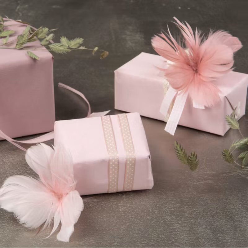 Fjäder Trådad Blom Gammelrosa 12 pack