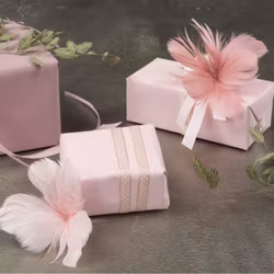 Fjäder Trådad Blom Gammelrosa 12 pack