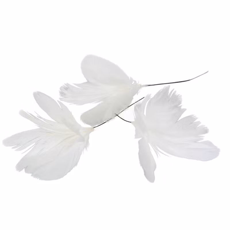 Fjäder Trådad Blom Vit 12 pack