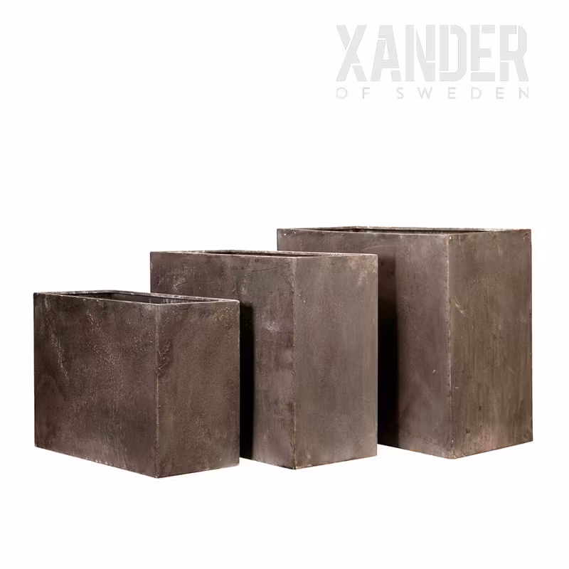 Kruka Rektangel Metall 3 set