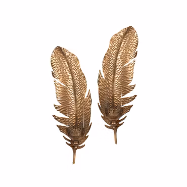LjushållareVägg Fjäder Antik guld brun Mix