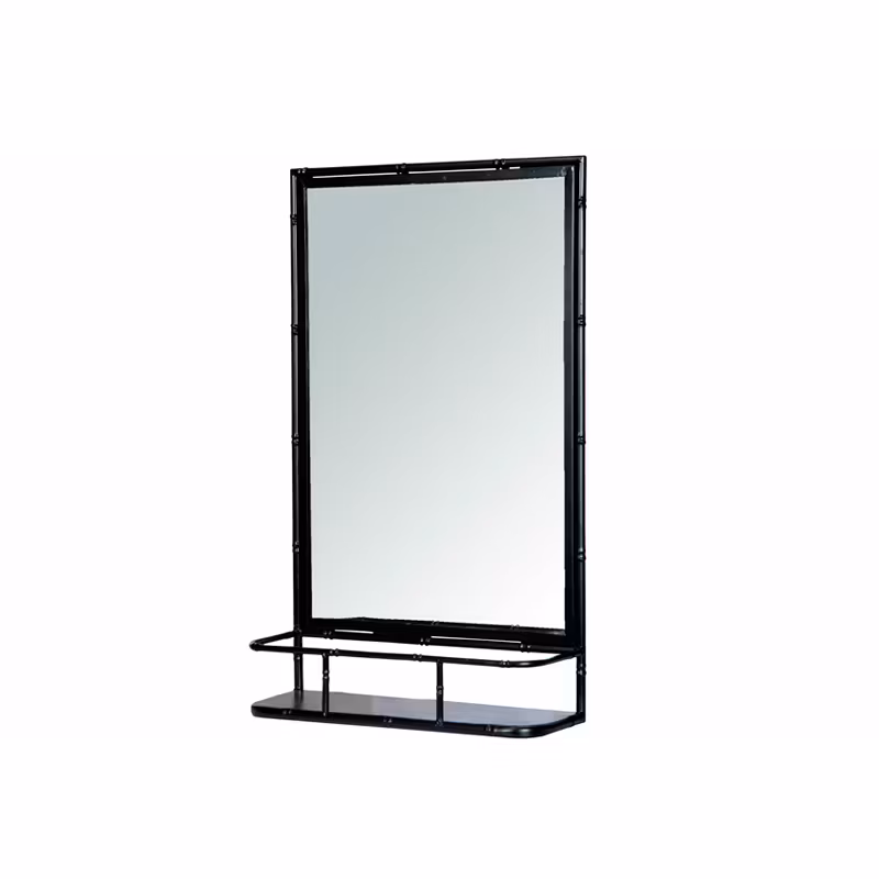 Spegelhylla Metall Bambu Svart