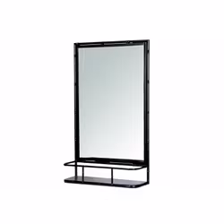 Spegelhylla Metall Bambu Svart