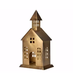 Huslykta Hus Kyrka Metall Antik Mässing