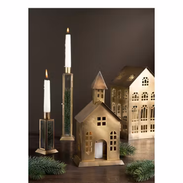 Huslykta Hus Kyrka Metall Antik Mässing