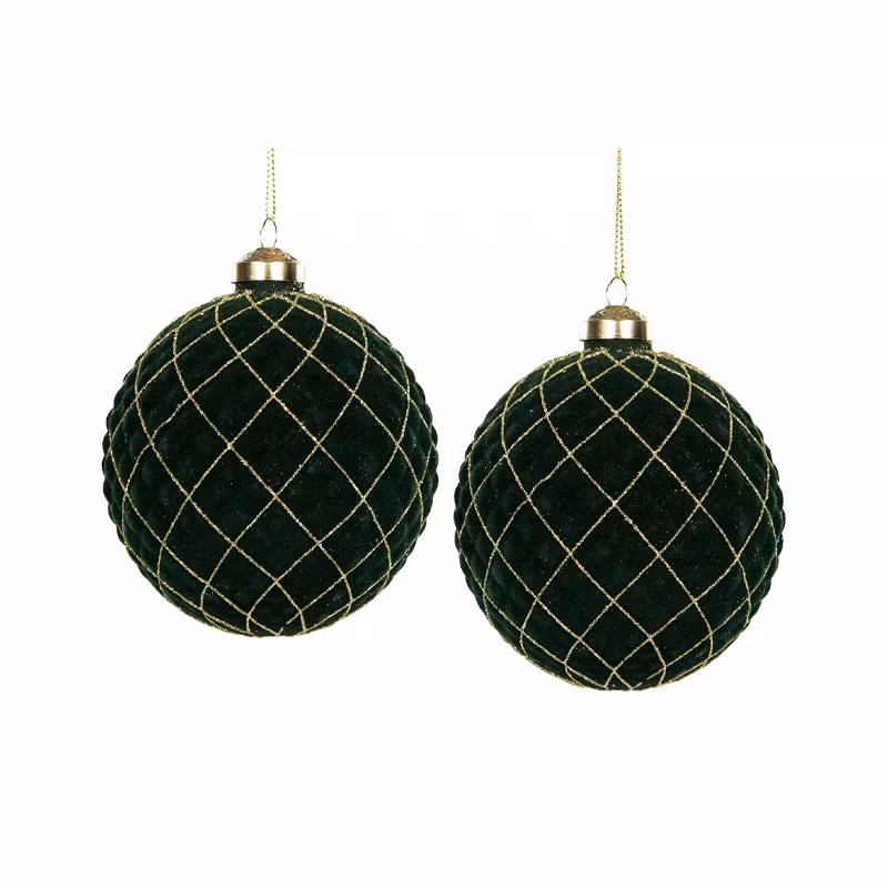 Julgranskula glaskula Velvet M.Grön 10 cm