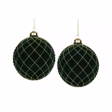 Julgranskula glaskula Velvet M.Grön 10 cm