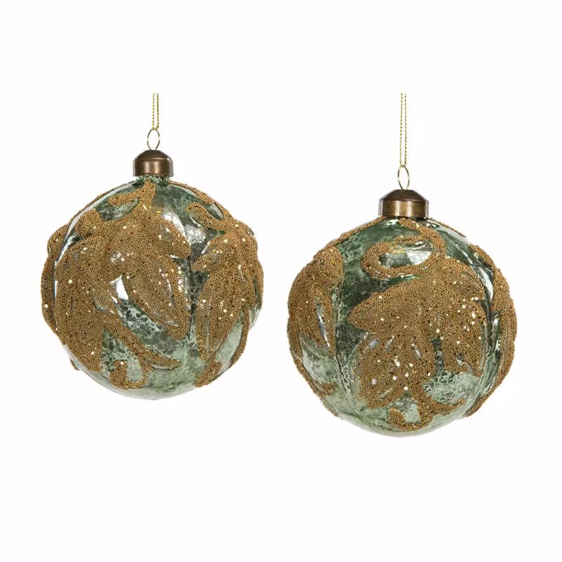Julgranskula glaskula Mystic GrönGuld 10 cm