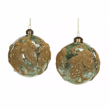 Julgranskula glaskula Mystic GrönGuld 10 cm