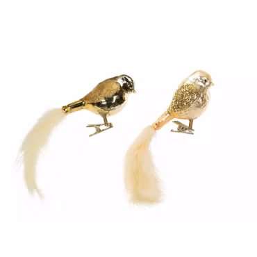 juldekoration Fågel Clip glas guld Mix