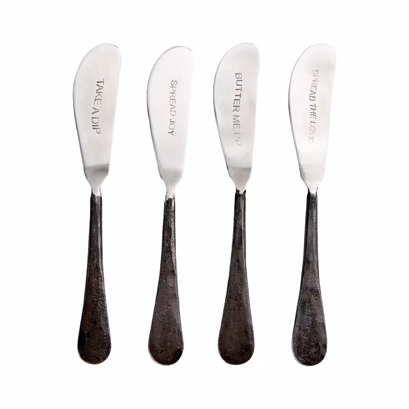 ODIN Smörkniv, set om 4, Svart/silver