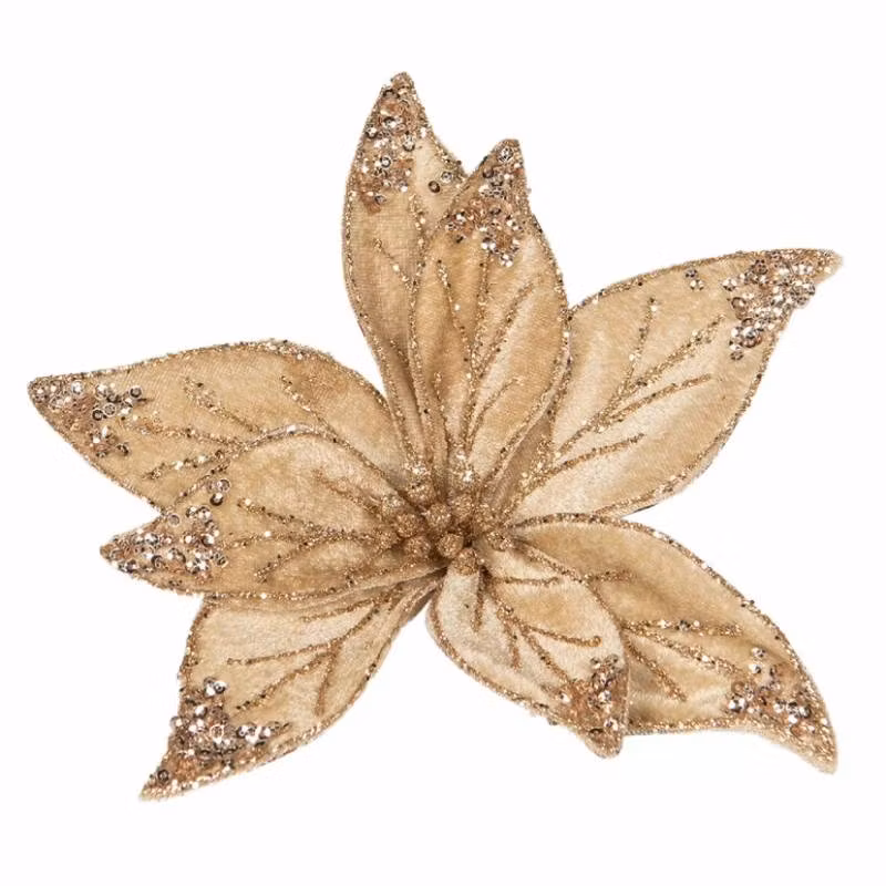 Blomma Sammet Guld Clip