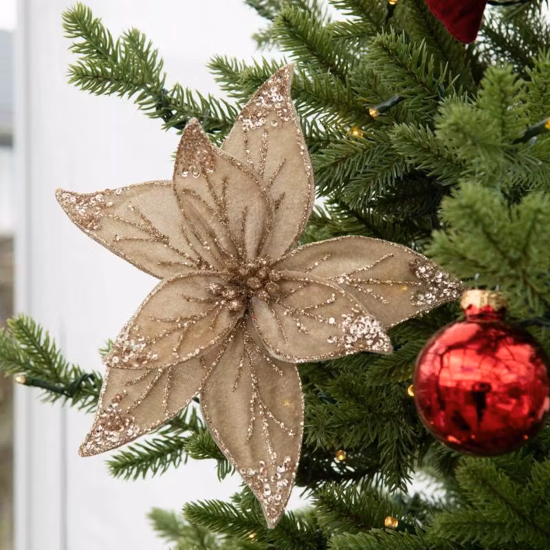 Blomma Sammet Guld Clip