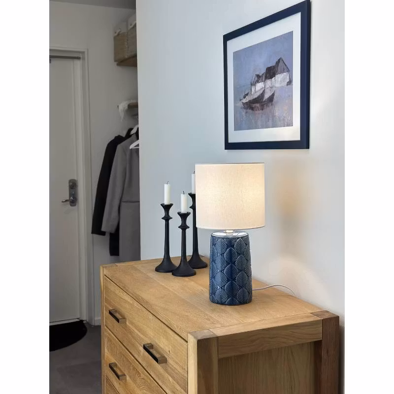 Bordslampa Bodil blå/naturvit