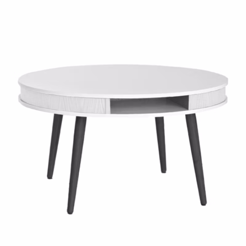 Soffbord Hugo Rund, Vit/Vit, Svarta ben