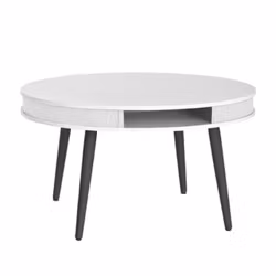 Soffbord Hugo Rund, Vit/Vit, Svarta ben