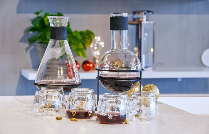 Snöstjärna Glöggkolv glas svart smidesställning snöstjärna rymd 1,3 l