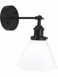 Lambda vägglampa – Svart, Opal 18cm – White