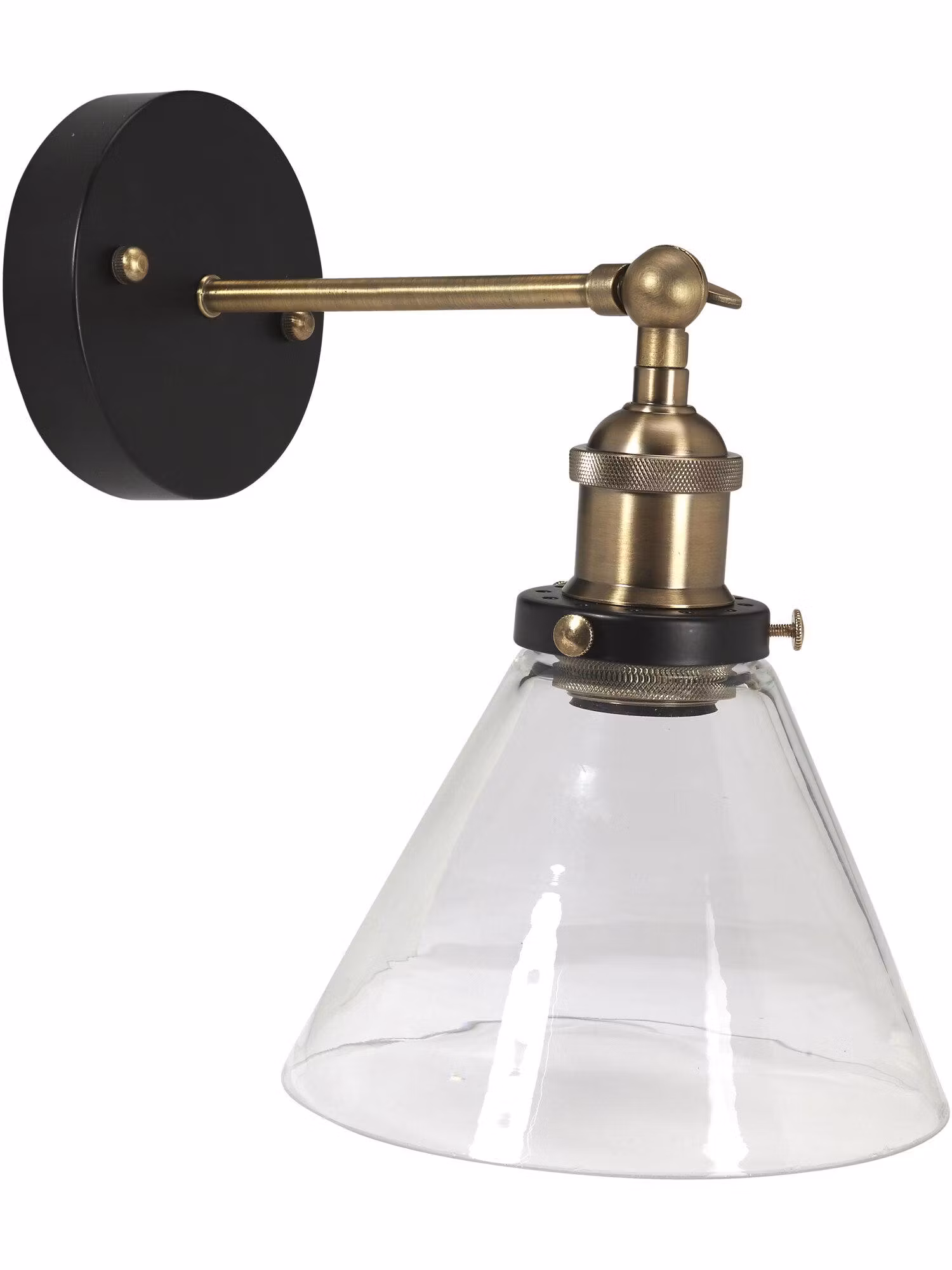 Lambda vägglampa – Svart/mäss Klar 18cm – Transparent