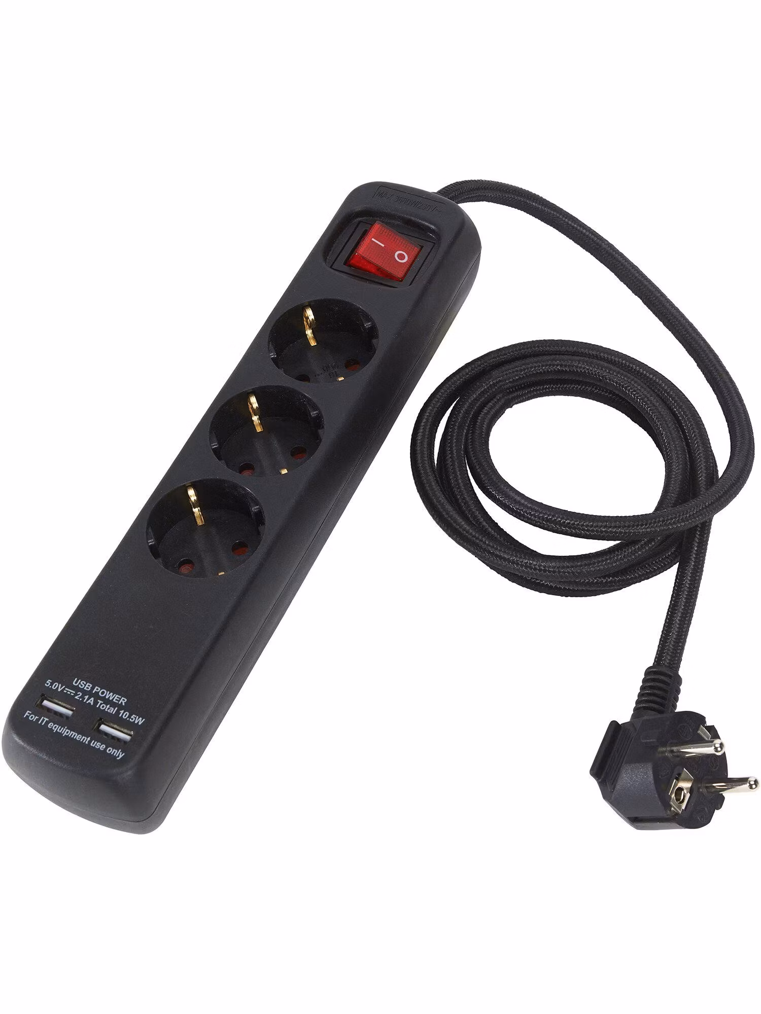 Grenuttag 3:a m USB Black/Black 1.4m