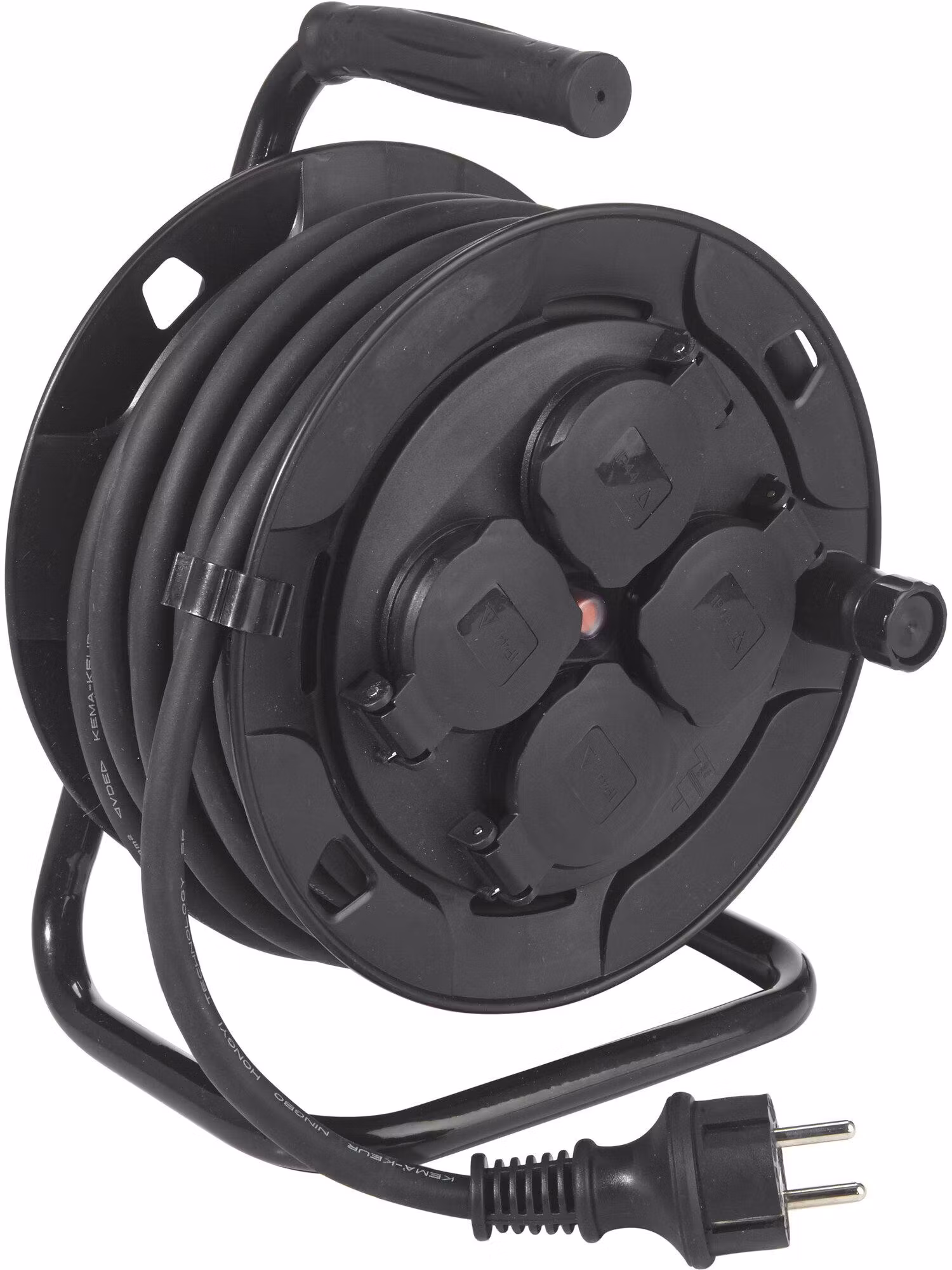 Kabelvinda 4st uttag Utomhus Svart 10m