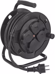 Kabelvinda 4st uttag Utomhus Svart 10m