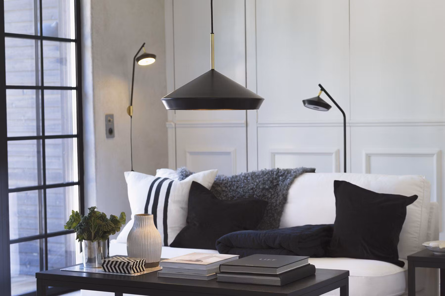 Geometri Vägglampa Vit/guld 53cm