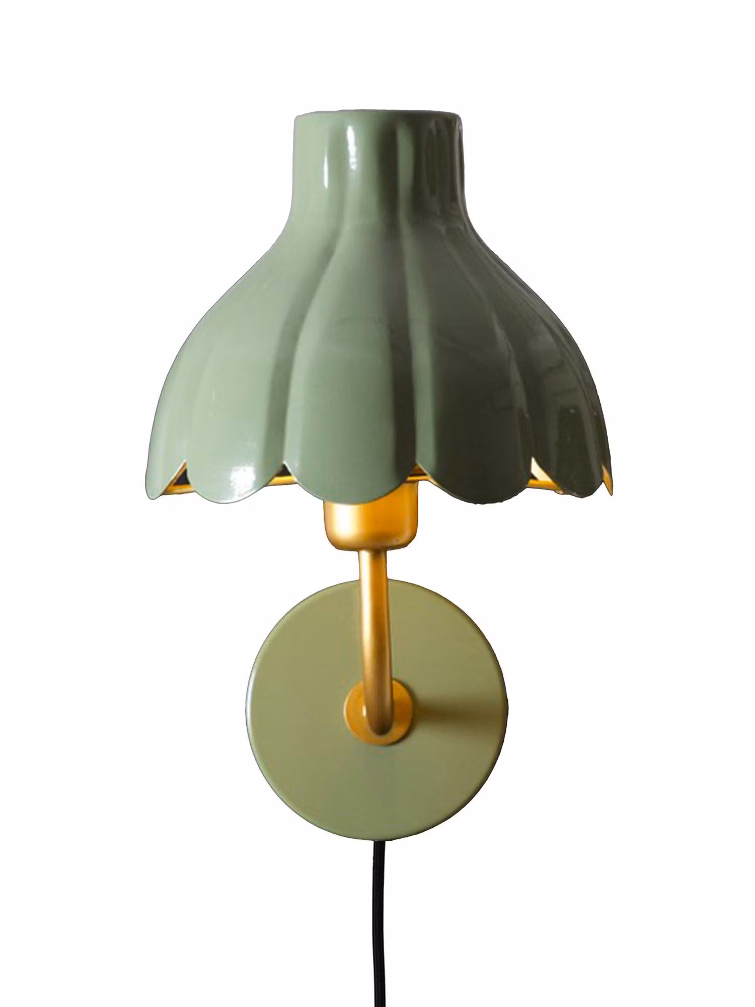 Wells vägglampa Mossa/guld 21cm