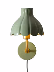 Wells vägglampa Mossa/guld 21cm